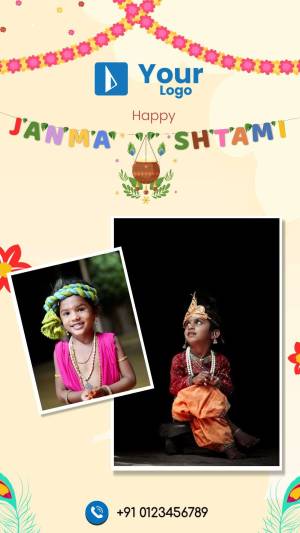 Janmashtami celebration with children dressed as Krishna and Radha