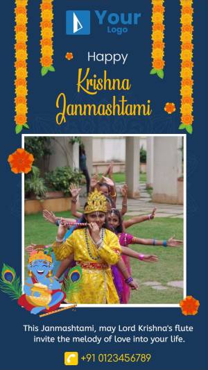 Krishna Janmashtami celebration with children dressed as Krishna and Radha