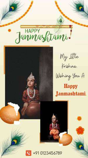 Janmashtami celebration with a cute Krishna dressed baby