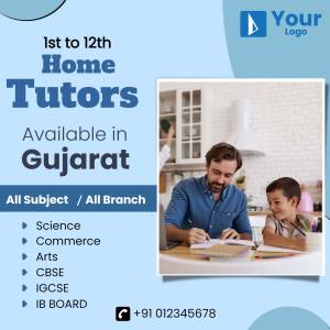 Image of a tutor helping a student with homework in a home setting, advertising home tutoring services in Gujarat.