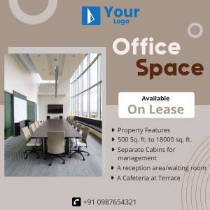 Modern office space available for lease with features listed.