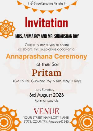 Invitation card for Pritam's Annaprashana Ceremony