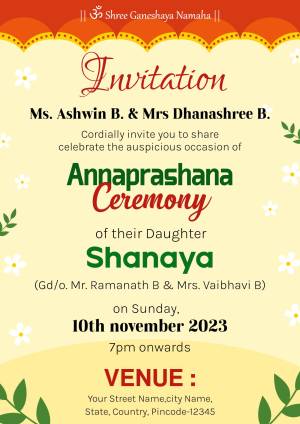 Annaprasana Ceremony Invitation for Shreya