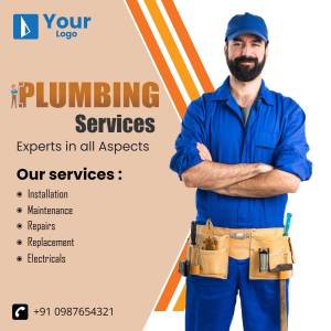 Plumber with tools promoting plumbing services