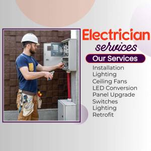 Electrician working on an electrical panel