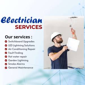 Electrician working on electrical wiring in a home