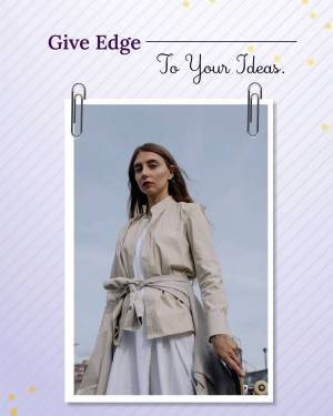 Woman wearing a beige trench coat and white dress, posing in front of a city background.