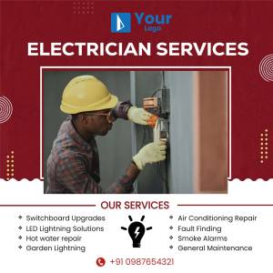 Electrician working on electrical panel with services listed