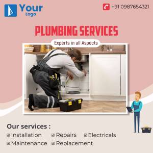 Plumber repairing pipes under a kitchen sink