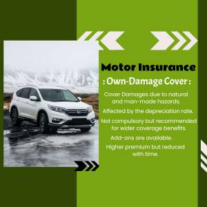 White SUV car with text overlay promoting Motor Insurance Own Damage Cover