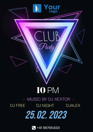 Neon triangle design with club party details