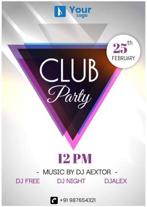 Flyer for a club party on February 25th with DJ Aextor and DJ Alex.