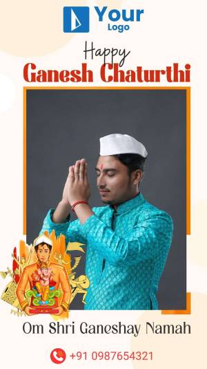 Man in traditional attire praying for Ganesh Chaturthi