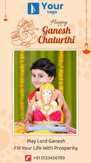 Ganesh Chaturthi celebration with a child and Ganesha idol
