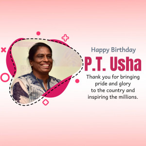 Happy Birthday P.T. Usha Branding Post For Telegram