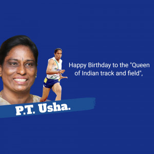 P.T. Usha - Birthday Tribute Marketing Image For WhatsApp