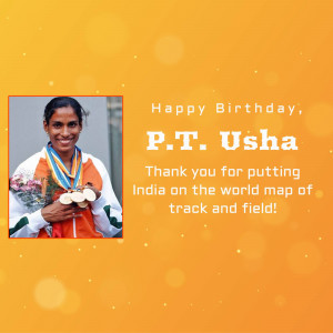 P.T. Usha Birthday Wish Social Media Post For Telegram