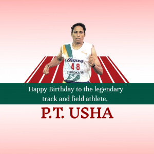 P.T. Usha Birthday Wish Promotional Banner For WhatsApp