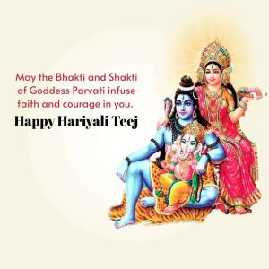 Happy Hariyali Teej - Goddess Parvati And Family Graphic For Threads