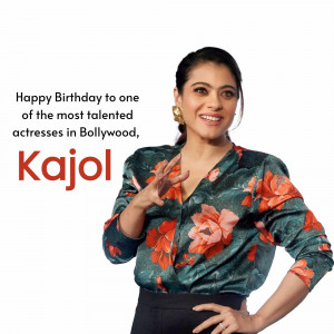 Kajol Birthday Wish Creative Design For WhatsApp