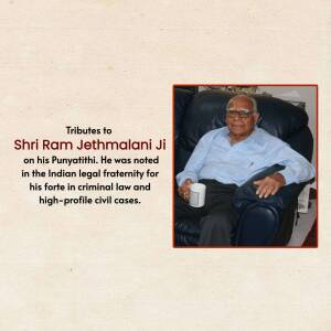 Tribute To Shri Ram Jethmalani Ji Social Media Post For Pinterest