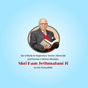 Shri Ram Jethmalani Ji Punyathithi Social Media Post For Google Business Profile
