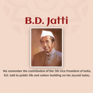 Portrait of B.D. Jatti, the 5th Vice President of India