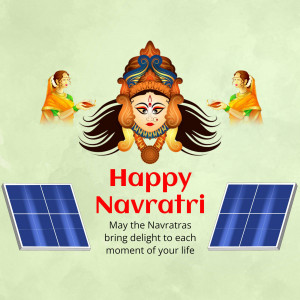 Happy Navratri Greetings With Solar Energy Theme Poster For Instagram
