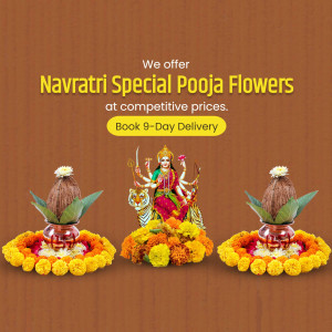 Navratri Special Pooja Flowers Social Media Post For WhatsApp