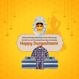 Durga Ashtami greeting with clothing advertisement