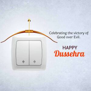 Dussehra greeting with a light switch and bow and arrow imagery