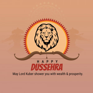 Happy Dussehra - Lion And Bow Flyer For Facebook