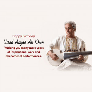 Ustad Amjad Ali Khan Birthday Wish Artwork For Google Business Profile