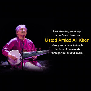 Ustad Amjad Ali Khan Birthday Greeting Creative Design For Twitter