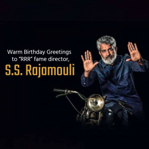 S.S. Rajamouli, the director of RRR, with a motorcycle
