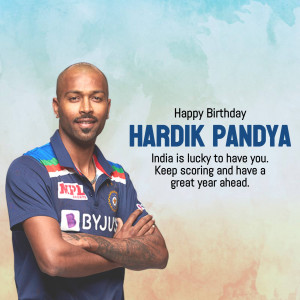Happy Birthday Hardik Pandya Poster For Pinterest