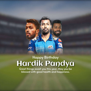 Happy Birthday Hardik Pandya Flyer For WhatsApp