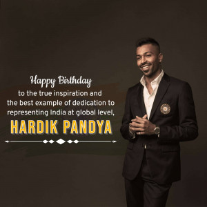 Hardik Pandya Birthday Wish Poster For WhatsApp