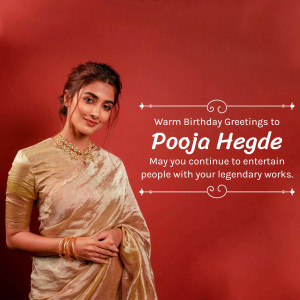 Pooja Hegde Birthday Wish Creative Design For LinkedIn