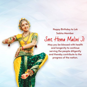 Birthday Wishes To Hema Malini Social Media Post For WhatsApp