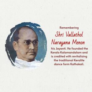 Shri Vallathol Narayana Menon Jayanti Social Media Post For X