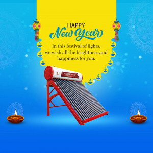 Happy New Year With Solar Water Heater Artwork For X