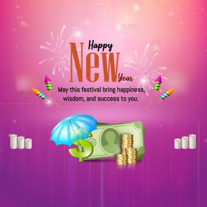 Happy New Year Financial Blessings Marketing Image For LinkedIn