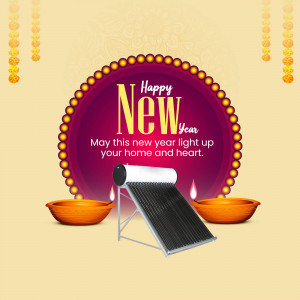 Happy New Year With Solar Energy Social Media Post For LinkedIn