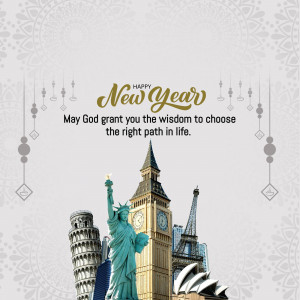 Happy New Year - Global Landmarks Design For WhatsApp