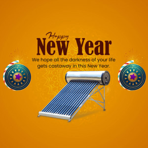 Happy New Year With Solar Water Heater Advertisement For LinkedIn