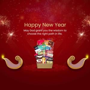 Happy New Year Gift Box Social Media Post For LinkedIn