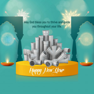 Happy New Year With Plumbing Supplies Advertisement For Threads
