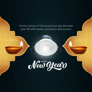 New Year promotion featuring a recessed ceiling light with traditional Diwali lamps.