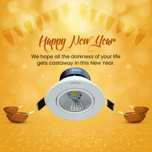 New Year greeting with a spotlight and traditional oil lamps